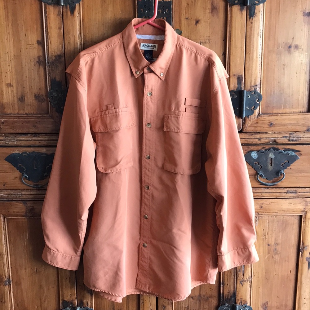 Magellan Orange Long Sleeve Men’s Fishing Shirt